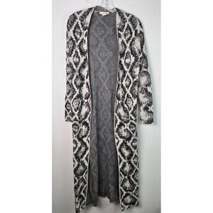 FOR THEE Women S Snakeskin Print Long Cardigan Sweater Duster Open Front Pockets